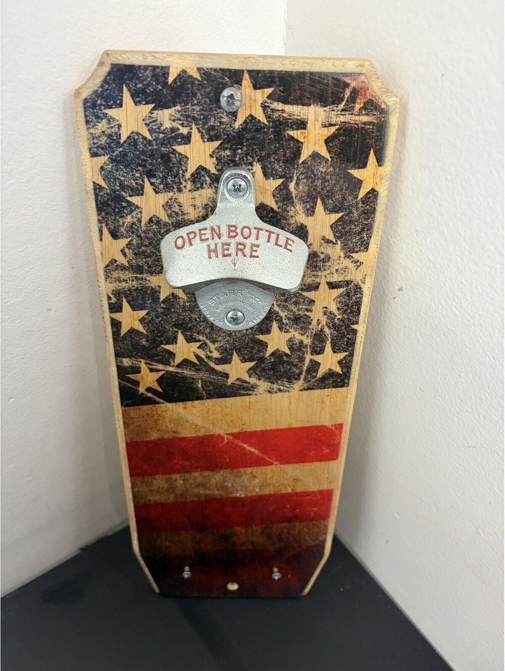 American Flag Hanging Beer Bottle Opener Rustic Look 5.5”x14”